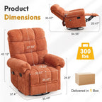Korser 360° Swivel Rocker Recliner Chair, Rocking Chair Nursery with Massage and Heat, Small Recliners for Small Space, Manual Reclining Chair with Cozy Chenille Fabric, Side Pockets for Living Room
