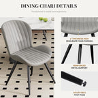 Dining Chairs Set of 2 Modern Fabric Dining Room Chairs Upholstered Dining Chairs with Thick Cushions Metal Legs Armless Back Chair for Kitchen and Living Room Light Gray