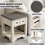 Farmhouse End Table with Drawers,Side Table with Storage,Wood Nightstand, Coffee Tables for Living Room,Entryway Table for Small Spaces,Small Side Table for Living Room, Bedroom, Kitchen