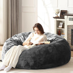 Bean Bag Chair for Adults Soft Comfy Bean Bag for Adults, Cozy Reading Chair, Large Round Bean Bag Couch, Versatile Living Room & Bedroom Chairs (Grey, 5FT)