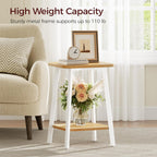 MAHANCRIS Side Table, Small Rectangular End Table with Storage Shelf, 2-Tier Bedside Table Sofa Couch Table, Nightstand for Small Spaces, Living Room, Bedroom, Natural ETBN4701
