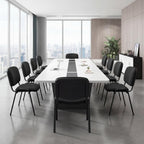 Stackable Office Guest Chairs, Reception Waiting Room Chairs with Padded Seat & Back, Armless No Wheels Conference Chairs for Training, Meeting, Lobby, Set of 5, Black Mesh Fabric