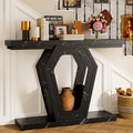 FUSUNBAO 47.3" Console Table,Openwork Bracket Sofa Table, Wood Narrow Entryway Table for Hallway, Behind The Couch, Living Room, Foyer, Easy Assembly (Black Marble Texture)