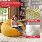 2.5FT Bean Bag Chair for Teens & Youth, Beanbag Chair with High-Density Foam Filling, Soft Chenille Boneless Reading Chair, Cozy Bean Bag for Bedroom, Reading & Dorm(Yellow, 31.5" W x 31.5" D x 20" H)