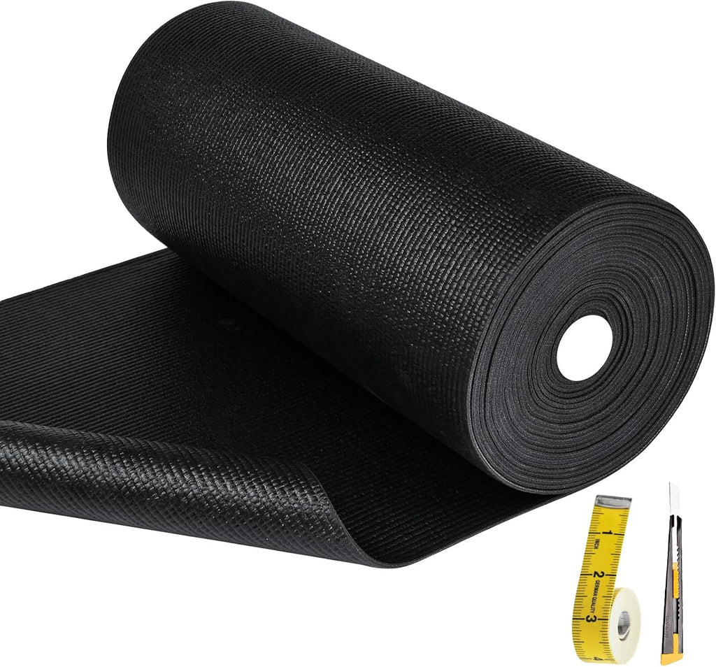Professional Grade Tool Box Liner, Tool Box Drawer Liner 16 Ft X 16" Black Toolbox Liner,PVC Toolbox Drawer Liners, Shelf Liner Non Slip Mat, Thick Foam Cabinet Liner with Knife and Tape Measure