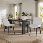 VECELO Dining Chairs Set of 4, Modern Upholstered Faux Leather Cushion Seat and Metal Legs for Kitchen, Living Room, White