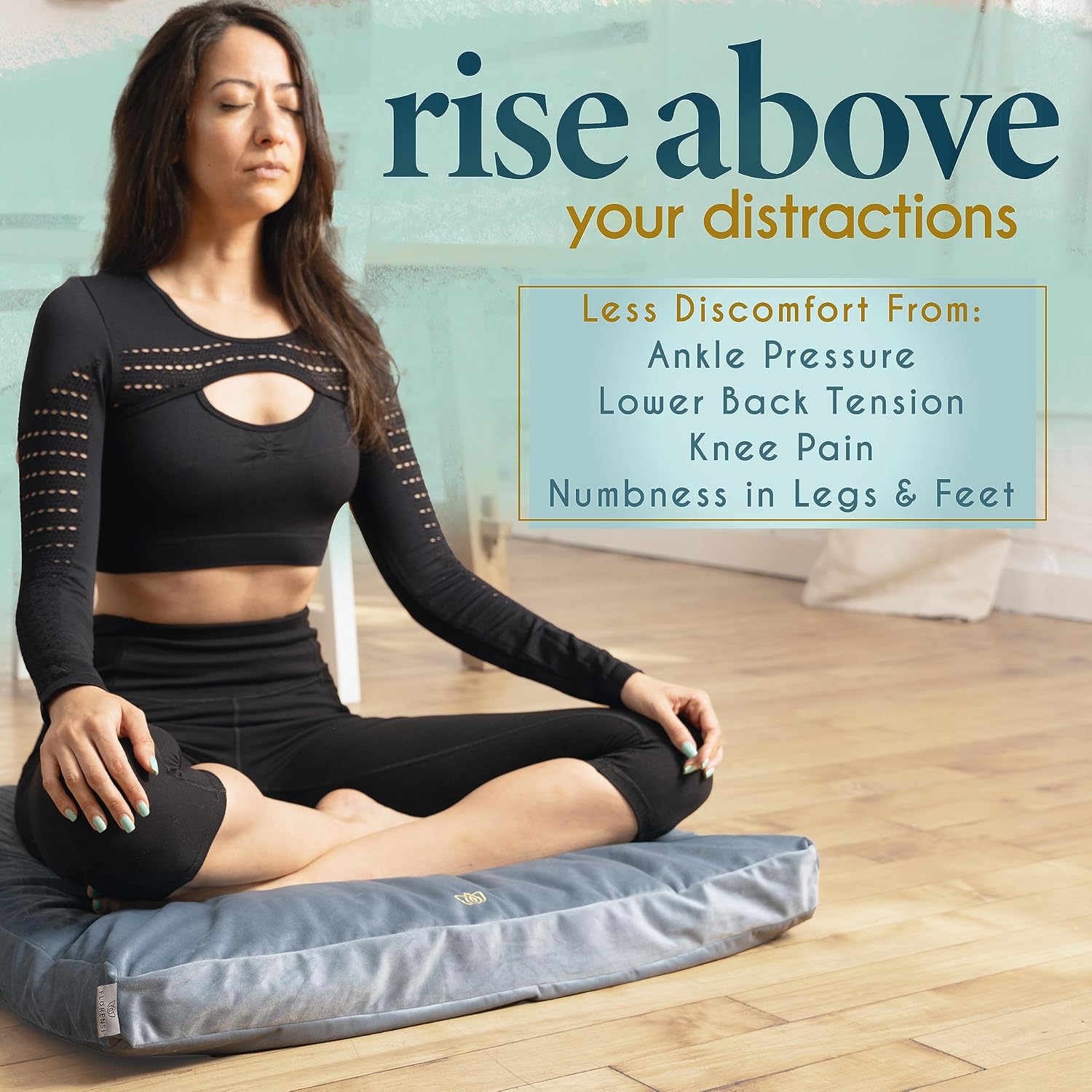 Florensi Zabuton Meditation Mat Velvet Floor Cushion for Sitting 32 x 32 in Meditation Pillow with Cotton Insert Floor Seating Cushion for Meditation Yoga Prayer and Relaxation