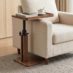 Modern Tv Tray Table, Adjustable Height Small C Shape Side Table for Sofa, Living Room, Laptop, Bedside - Black Walnut Look