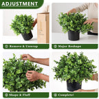 Set of 2 Artificial Eucalyptus Topiary Ball Trees for Front Porch Decor - 17" Faux Eucalyptus in Pot,Realistic Fake Eucalyptus Leaves Potted Plant for Farmhouse Home Front Door Outdoor Decor (Green)
