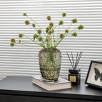 Lvases Amber Bubble Textured Nordic Modern Clear Glass Flower Vase | Minimalist glass vessel for fresh cut floral arrangement, table center decor for living room dining shelf indoor home display