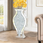 27" Tall Crushed Diamond Floor Vase, Fish-Shaped Silver Large Vases for Decor Living Room, Crystal Mirrored Home Decor Vases for Dried Flower