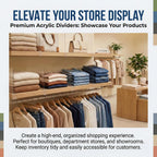 Acrylic Shelf Dividers, 12 Pack Clear Closet Shelf Organizer, Slide-On Vertical Dividers for Sweaters, Shirts, Towels & Handbags, Fits 3/4 in Shelves, 11 x 8 in