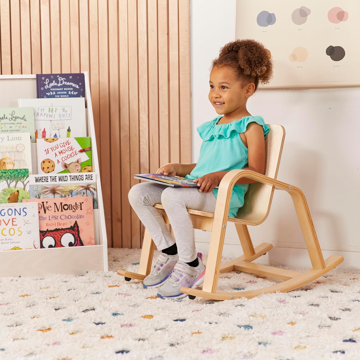 ECR4Kids Bentwood Rocking Chair with Armrests, Montessori Furniture, Natural