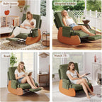 Furniliving Modern Glider Rocking Chair, Upholstered Nursery Glider Chair with Adjustable Recline & Retractable Footrest, Comfortable Lounge Chair for Mom Nursery Living Room Bedroom (Green)