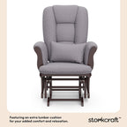 Storkcraft Tuscany Glider & Ottoman with Lumbar Pillow, Espresso/Gray Swirl