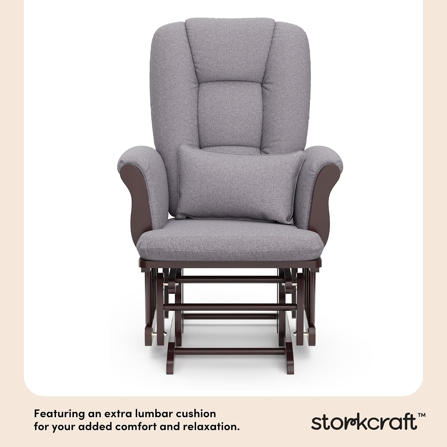 Storkcraft Tuscany Glider & Ottoman with Lumbar Pillow, Espresso/Gray Swirl