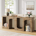 70.9" Farmhouse Console Table, Accent Sofa Table with Arched Design, Modular Entryway Table Free-Combination for Entrance, Hallway, Living Room, Rustic Brown,(Set of 2)