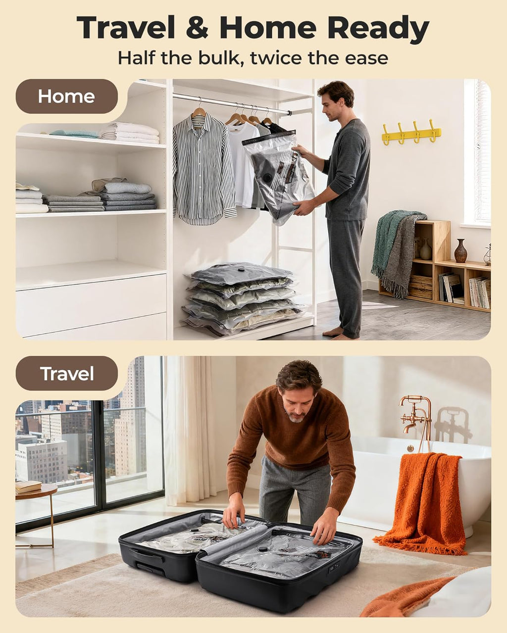 BAGSMART Travel Vacuum Bags with Wireless Pump, 18 Pack Space Saver Bags for Suitcase & Home Storage, Cordless Compression Bags Set for Clothes, with Toiletry Bag, Laundry Bag, Shoe Bag