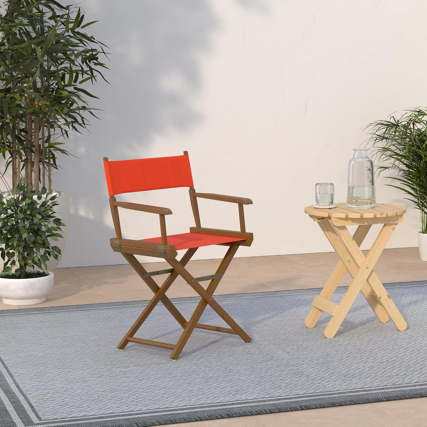 Casual Home 18" Director's Chair Honey Oak Frame with Orange Canvas