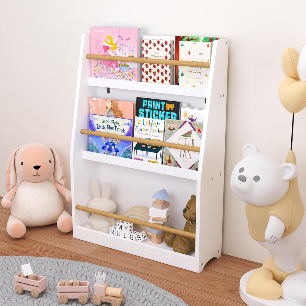 3 Tier Book Shelf,Book Rack, Helps Keep Bedrooms, Playrooms, and Classrooms Organized,White