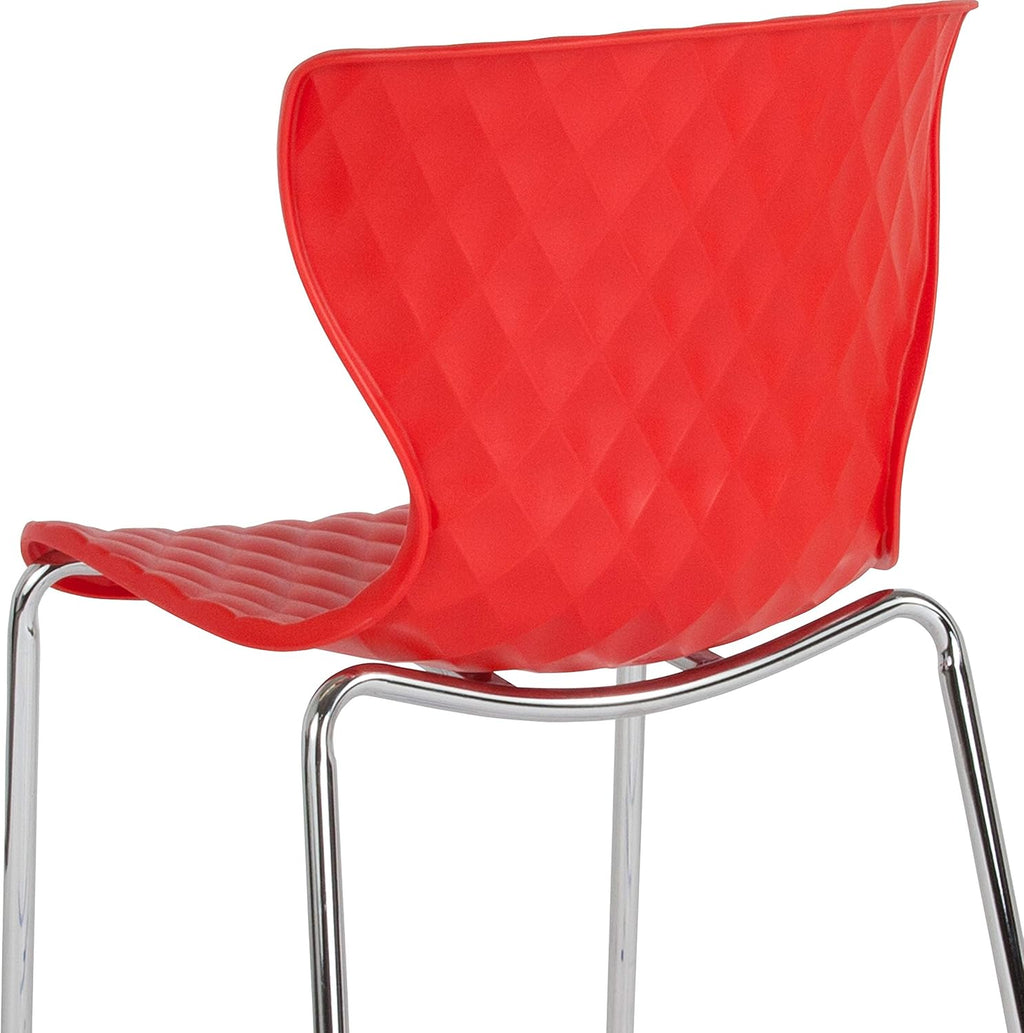 EMMA + OLIVER Contemporary Design Red Plastic Stack Chair
