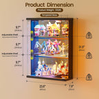 Wall Display Case with Glass Doors - RGB Hanging Display Cabinet with Auto Sensor Lights, Glass Door Cabinet with Adjustable Shelves, Shot Glass Display Case for Collectibles, Figures, Cards (Black)