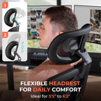 CAPOT Ergonomic Mesh Office Chair, Adjustable Lumbar High Back Desk Chair 400lbs, 4D Flip-up Arms, 3-Level Tilt Backrest, 3D Headrest, PU Wheels, Swivel Rolling Computer Seating for Long Desk Work