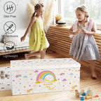 Extra Large Collapsible Toy Box with Lids, Sturdy Storage Organizer, 38"x16"x13" Toy Chest for Playroom, Nursery, Bedroom, Living Room (Rainbow and Stars)