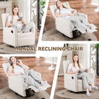COMHOMA Nursery Rocking Chair Teddy Upholstered Swivel Rocker Recliner Manual Glider Reclining Chair for Living Room Bedroom Offices (Beige,1 PCS)