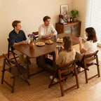 Drop Leaf Table and Chairs - 59" Fully Assembled Folding Dining Table 4-6 Seater with Storage and Lockable Wheels, Space-Saving Set with 4 Chairs for Kitchen or Dining Room (Walnut)