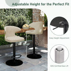 Furnimart Outdoor Bar Stools Set of 2, 360° Swivel Patio Bar Chairs with Adjustable Height & Waterproof Cover, PU Seat & Textilene Mesh Back, Counter & Bar Height Stools for Backyard, Balcony, Beige