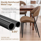PU Leather Dining Chairs Set of 4, Mid Century Modern Dining Chairs with Stitching, Upholstered Kitchen & Dining Room Chairs with Curved Back and Black Metal Legs (Brown)