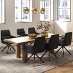 Furniliving Modern Swivel Dining Chairs Set of 2, Upholstered Dining Room Chairs with Thicken Cushion, 360°Swivel Dining Chairs with Metal Legs for Dining Room, Kitchen, Bedroom, PU, Black