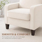 Huatean Hoom Comfy Accent Chair for Living Room, Upholstered Armchair Single Sofa Chair for Bedroom, Office and Waiting Room, Mid Century Modern Reading Chair with Sturdy Legs, Beige