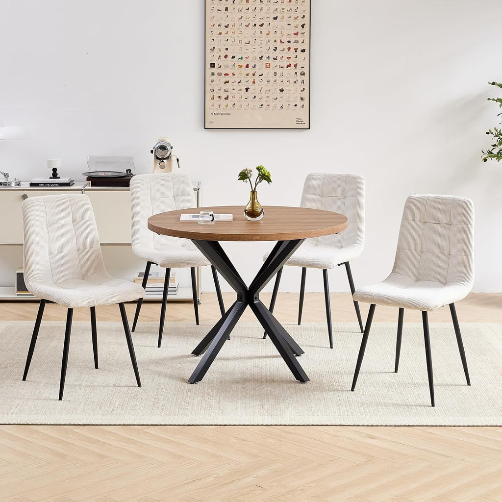 5-Piece Round Dining Table Set for 4 39" Kitchen Table and Chairs Set for 4 with Chairs Compact Small Kitchen & Dining Room Table Sets for Living Room Kitchen Home Apartment Office