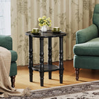 Uniclinens Solid Wood End Side Table - Small Wooden Nightstand for Living Room Bedroom, Black