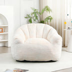 mikibama 41.4" Bean Bag Chair with Arms,Comfy Faux Fur Boneless Beanbag Chairs for Adults and Kids, Channel Tufted Lazy Floor Sofa Chair for Living Room Apartment,Bedroom Dorm(Beige)