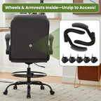 Drafting Chair Tall Office Chair for Standing Desk, Ergonomic Tall Desk Chair with Adjustable Foot Ring, Flip-Up Armrests, Lumbar Support, Comfortable Fabric Seat – Ideal for Home and Office Use