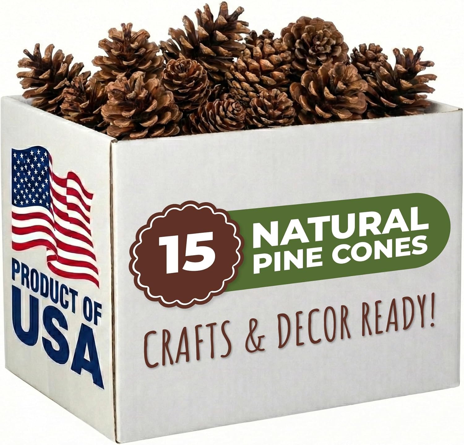 Tumbler Home Pine Cones for Decorating, 15pcs Loblolly Pinecones 2" - 3" Inch Each, Natural Pine Cones for Crafts, Pinecone Ornaments, Christmas Tree & Rustic Home Décor