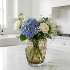 Lvases Amber Bubble Textured Nordic Modern Clear Glass Flower Vase | Minimalist glass vessel for fresh cut floral arrangement, table center decor for living room dining shelf indoor home display
