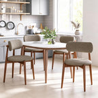 Wooden Dining Chairs Set of 4, Mid Century Modern Upholstered Kitchen Chairs with Solid Wood Legs, 350lb Heavy Duty Padded Side Chairs for Dining Room & Vanity, Camel