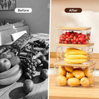 3-Pack Trash Bag Holder,Trash Bag Dispenser with Bamboo Lid, Stackable Acrylic Garbage Bag Dispenser for Under Sink Use in Kitchen, Laundry Room, and Pantry, Large Capacity Garbage Bag Holder