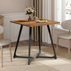 SANYOUNG Small Dining Table, 29.5" Square Dining Table for 2 People, Farmhouse Kitchen Table with Wood Legs for Small Space, Living Room, Apartment, Rustic Brown and Black