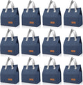 VZZNN 12 Pack Lunch Bags Bulk,Insulated Reusable Lunch Bags with Aluminum for Women Men,Leakproof Tote Large Lunch Box for Office,Work,Beach or Travel(Blue)