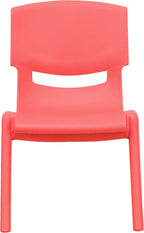 EMMA + OLIVER 4 Pack Red Plastic Stackable School Chair with 10.5" H Seat, Preschool Chair