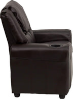 Flash Furniture Vana LeatherSoft Kids Recliner with Cup Holder, Headrest, and Safety Recline, Contemporary Reclining Chair for Kids, Supports up to 90 lbs., Brown