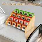 NiHome 4 Layer Tea Bag Organizer, Bamboo & Plastic Tea Storage Holder | 4-Tier Design Tea Storage Organizer Offering Quick and Easy Access, Clear Dividers & Large Capacity, Easy to Assembly