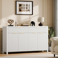 Lulive Fluted Storage Cabinet with Drawers Buffet Sideboard Cabinet with Adjustable Shelves for Kitchen Living Room, Kitchen, Entryway (White, 13.8" D x 55.09" W x 32.8" H)