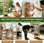 6 Tier Foldable Bamboo Shoe Rack, No Assembly Vertical Space Saving Shoe Organizer for Entryway Closet Corner Tight Small Spaces, 2026 Upgraded Natural Wood