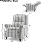 Recliner Chair, Modern Pushback Armchair with Adjustable Backrest & Footrest for Bedroom, Living Room (Grey Stripe,Set of 2)